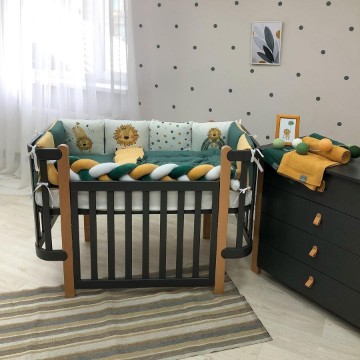 Set de lenjerie pentru pătuț bebeluș/copii cu 7 piese - Lion